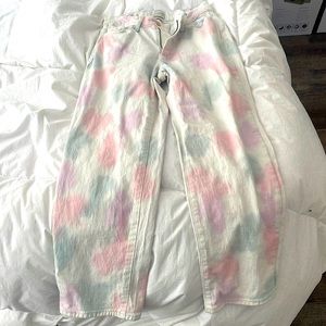Tie dye cotton candy colored jeans